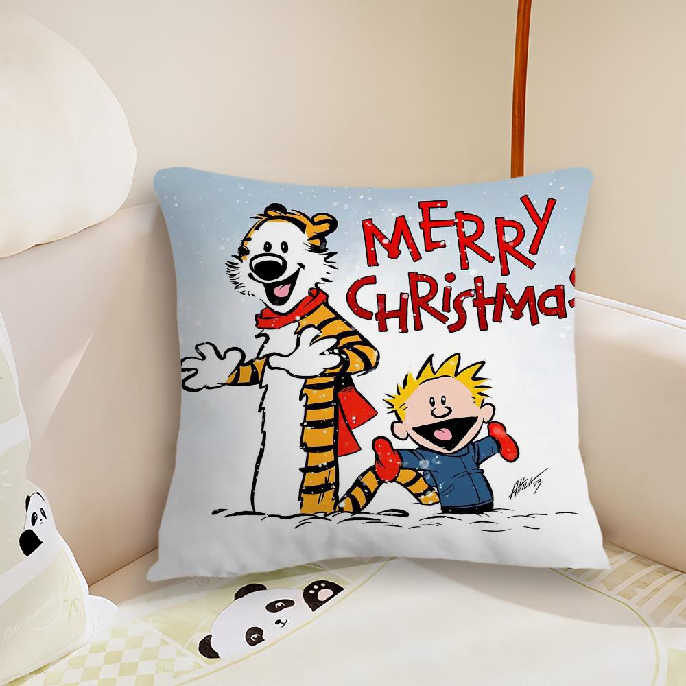 CCalvin and cute HHobbes cushion cover Pillow Case Plush Fabric Soft Double Sided Print Sofa Cushion Cover Throw Pillow Covers