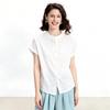 ENC Elegant White Cotton Short-Sleeve Blouse