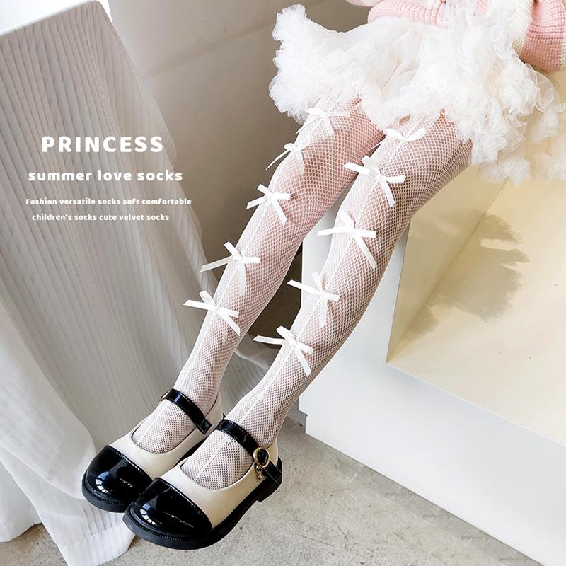 1Pair Stocking Spring and Summer Pantyhose Thin Girl's Hosiery Lolita Cotton Bow