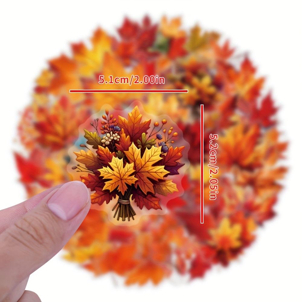 Vibrant Maple Leaf Transparent Stickers - Reusable, Self-Adhesive Decals for Water Bottles, Scrapbooking, Journals, Skateboards