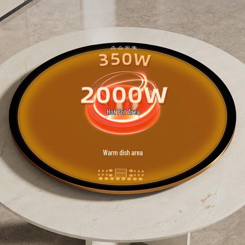 

WEZHO Rotating Hot Pot Dining Table with Induction Cooker