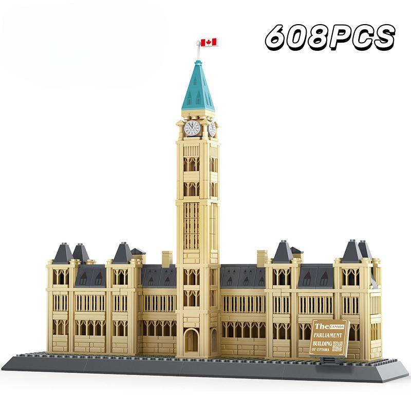 

Non-Toxic 608Pcs World Famous Modern Architecture Building Blocks Canada Parliament Particle Assembly Bricks Toy For Children Gifts