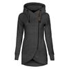 Women Winter Jacket Warm Plush Lined Hooded Coat with Drawstring and Irregular Zipper Design