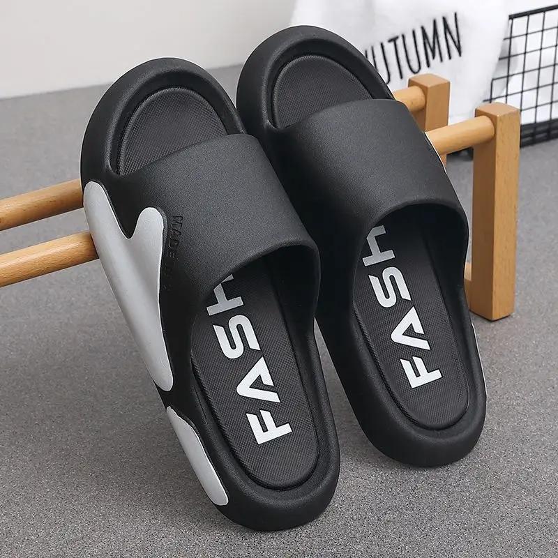 FashionMen's Shoe House Slip-resistant Slides Walk Around Home Indoor Flat Fun 2024 Fashion Male Slipper Original Casual Summer Sale