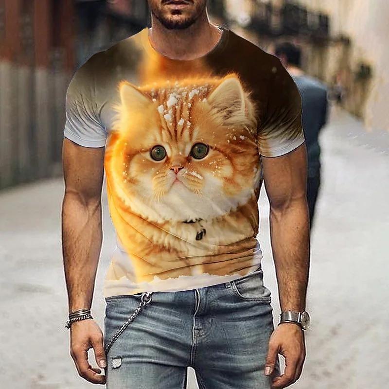 T-Shirt mit Tiermotiv, für Paare, Katzen-Print, übergroß, kurzärmelig, Herrenbekleidung, Sommer, lässige Bluse mit Rundhalsausschnitt, Unisex-T-Shirt