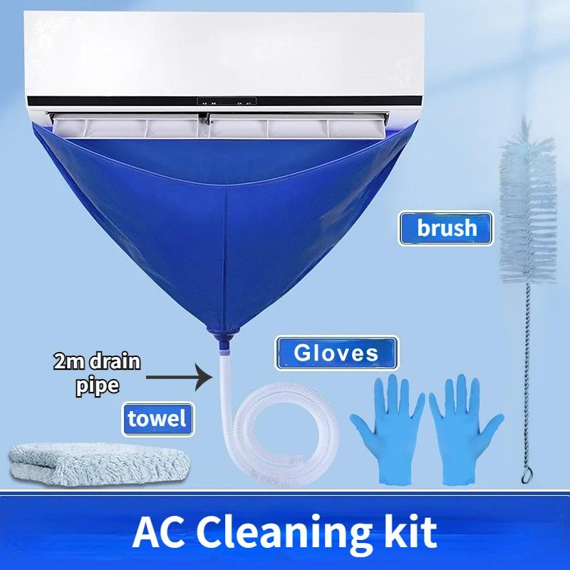 Air Conditioner Cleaning Cover Set Waterproof Wall-mounted Split Air Conditioner Cleaning Cover with Drain Cleaning Set Tools