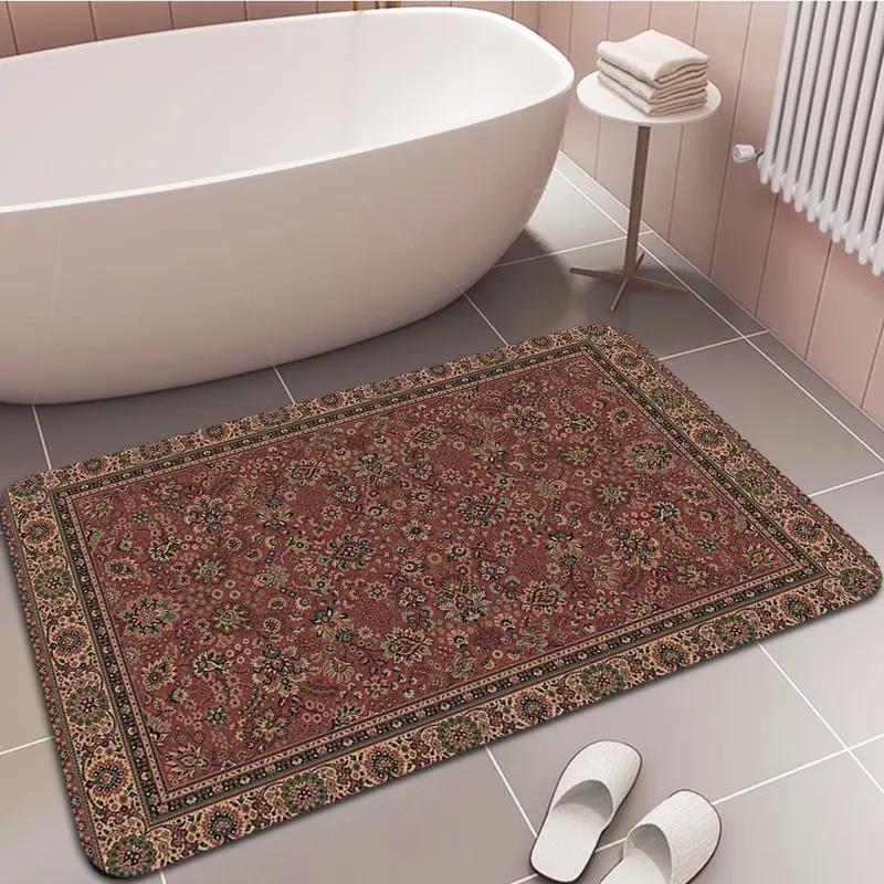 

Crystal Velvet Boho Persian Rug Pattern Hallway Carpet Anti-Slip Long Strip Cushion Bedroon Mat Welcome Doormat 40X60cm