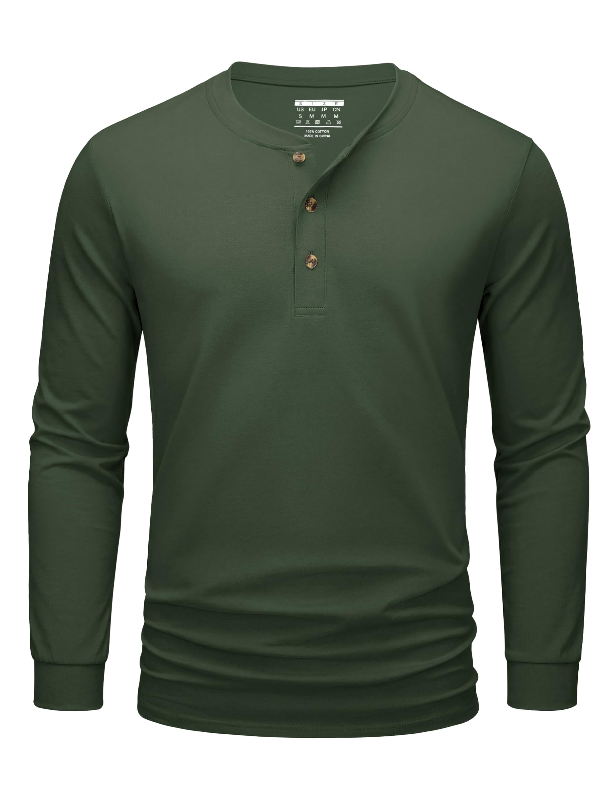

[TACVASEN] Men s Long-Sleeve T-Shirt, Plus Sizes, Golf Wear, Casual, 100% Cotton, Henley Neck, Loose Fit, Lightweight, Business, Plain, Sweat-Absorbin