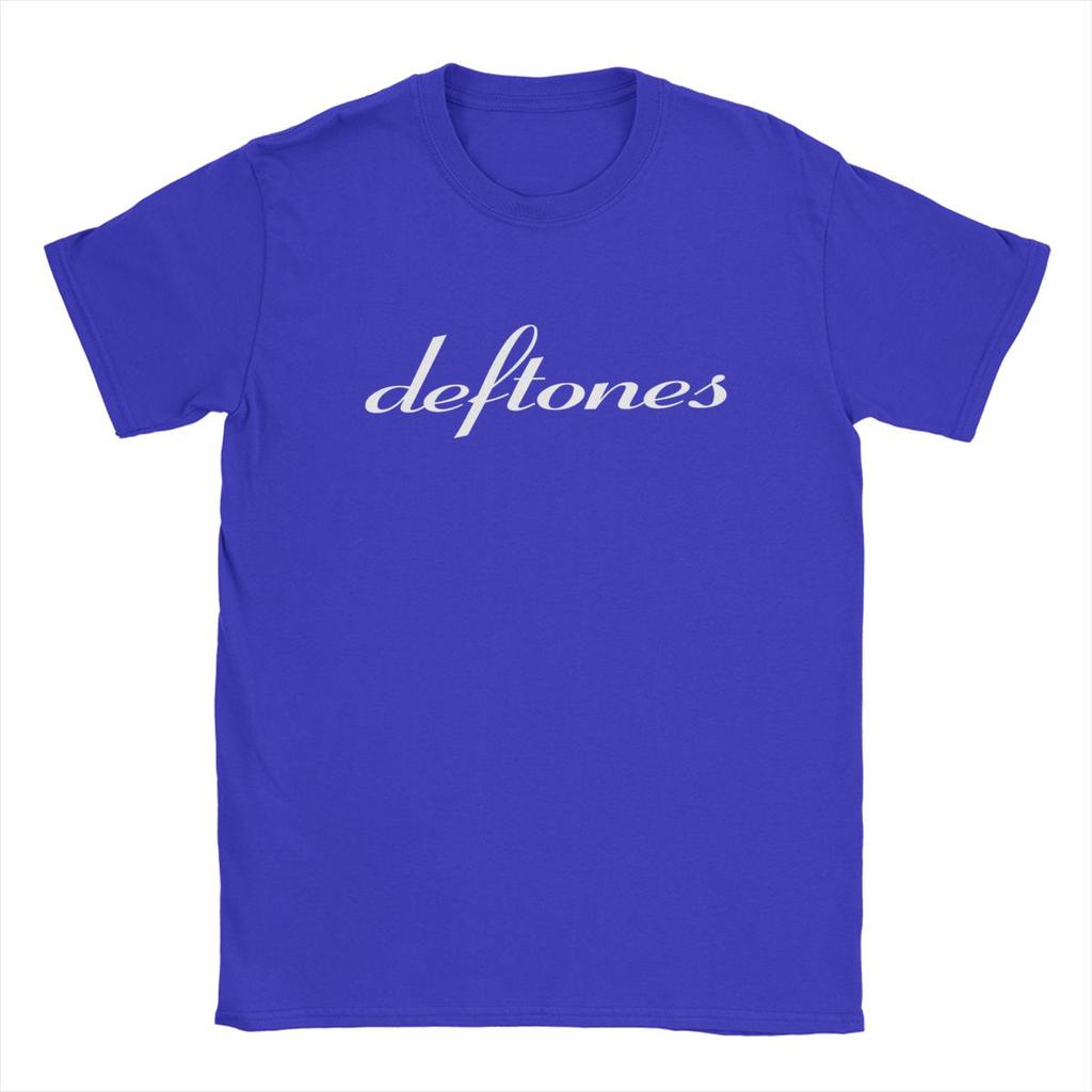 Deftones White Logo T-Shirts for Men Harajuku Gothic Japanese Vintage Cotton Tee Round Neck Short Sleeve Soft Oversized T Shirt