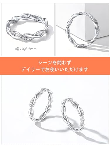 Silvora 925 Sterling Silver Ring with Zirconia, Women's, Twisted, Size 16