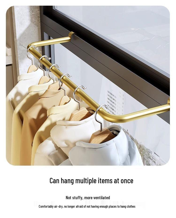 Anti-Theft High-Rise Window Clothes Drying Rack for Balcony or Window Frame