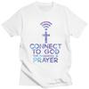 Custom Jesus Christian Tee Connect To God The Password Is Prayer T Shirt Men Short Sleeve Pure Cotton Tshirt Leisure Tee Tops