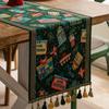 Table Runner Christmas Coffee Table Decor Embroidered with Hand-tassels for Indoor Outdoor Home Party Wedding Table Decoration