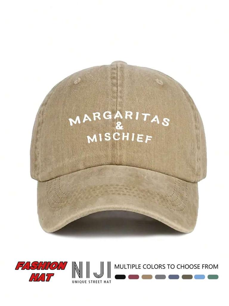 Margaritas & Mischief Graphic Print Baseball Cap Casual Retro Adjustable Sun Hat
