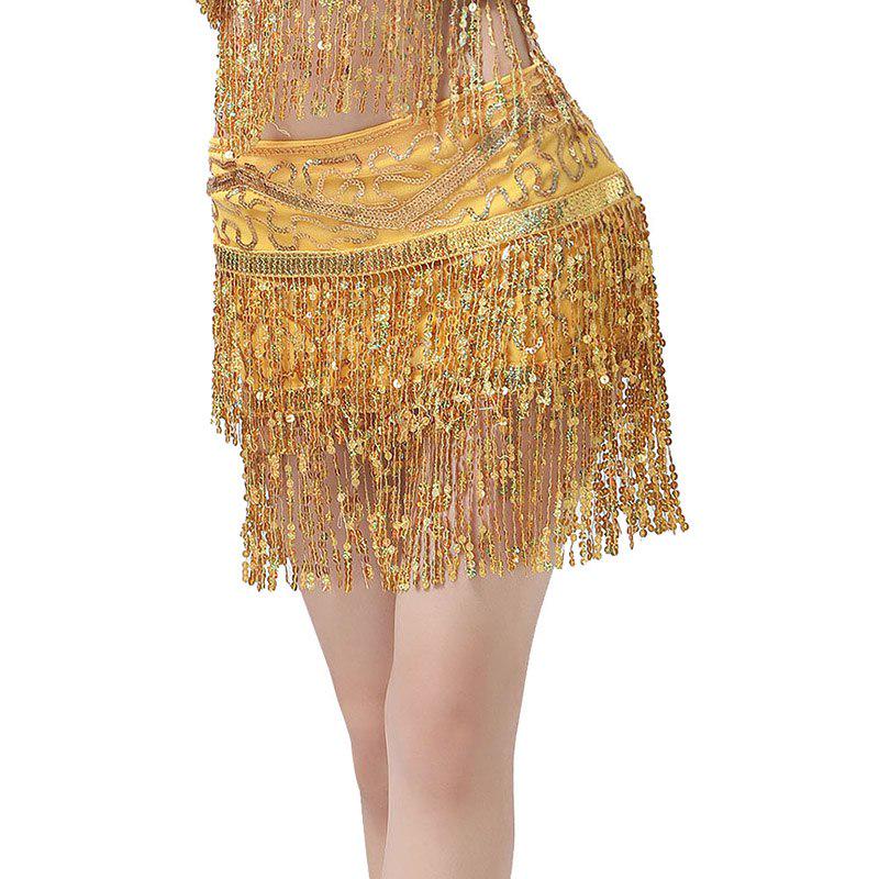 Women's Waist Chain Belly Dance Mini Apron Belly Dance Double Row Sequined Tassel Waist Chain