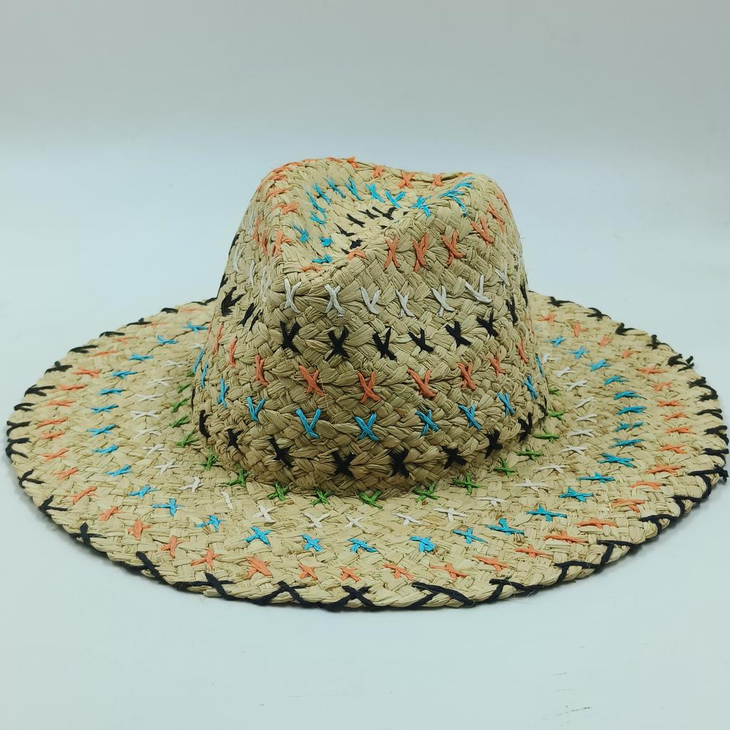 Flat Hat Raffia Woven Flat Straw Hat Top Hat Summer Shade Seaside Vacation Beach Hat Wholesale Sun Hat Elegant