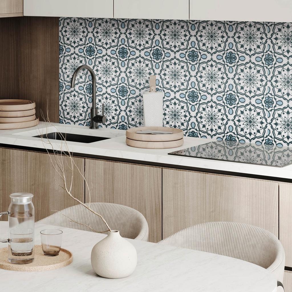 Vinyl Wall Tiles for Decorating Modern Interiors Floral Mandala Pattern 10X40X20 Cm