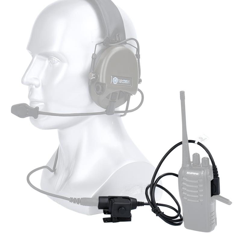 WADSN Military Tactical U94 PTT 7.0 Plug Headset Adapter For COMTAC Earmor Baofeng Kenwood Walkie Talkie Radio Motorola Midland