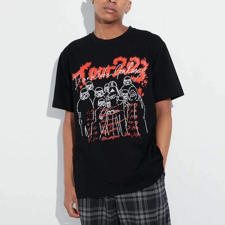 Uniqlo X Disney Collaboration SS23 Star Wars Darth Vader Graphic Short Sleeve T-Shirt Unisex Tops Black 463095-09