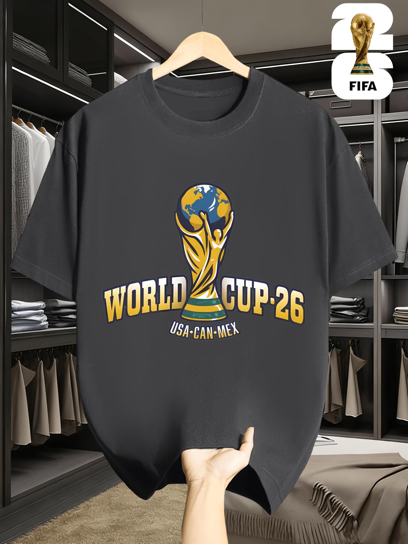 2026 USA-Canadian Cup, FIFA Football Print Men s Short-sleeved T-shirt, a Fashionable and Trendy Item for Football Fans, Outdoor Fashion Apparel S серый