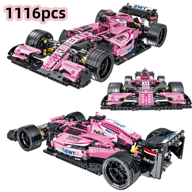 Non-Toxic Technical Creative Formula Racing Car Moc Building Blocks Kit Multicolor Desktop Display Collectible Gift Adults Kids Holiday