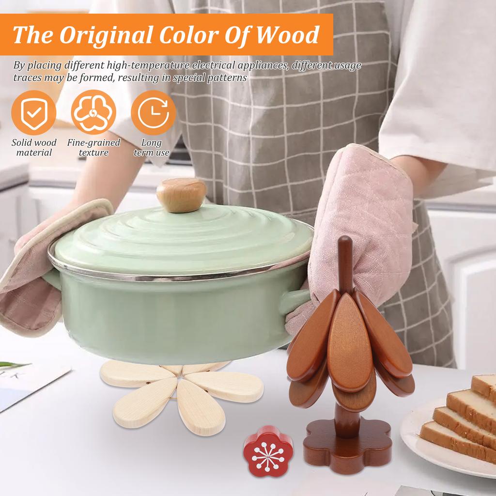 Tree Shape Trivet Insulation Mat Wood Dining Table Anti Scalding Mat Pot Mat Coaster Christmas Tree Gift Home Kitchen Decoration