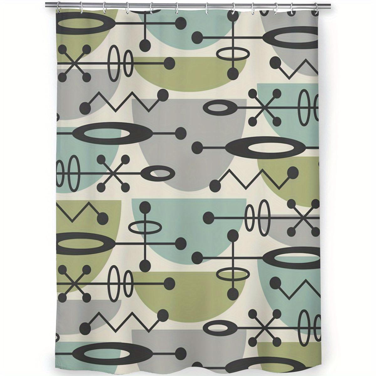 

Retro Mid-Century Modern Shower Curtain – Atomic Geometric Design, Elegant Abstract Art, 70X70In, Includes Hooks W60H190(CM)-1 Pcs