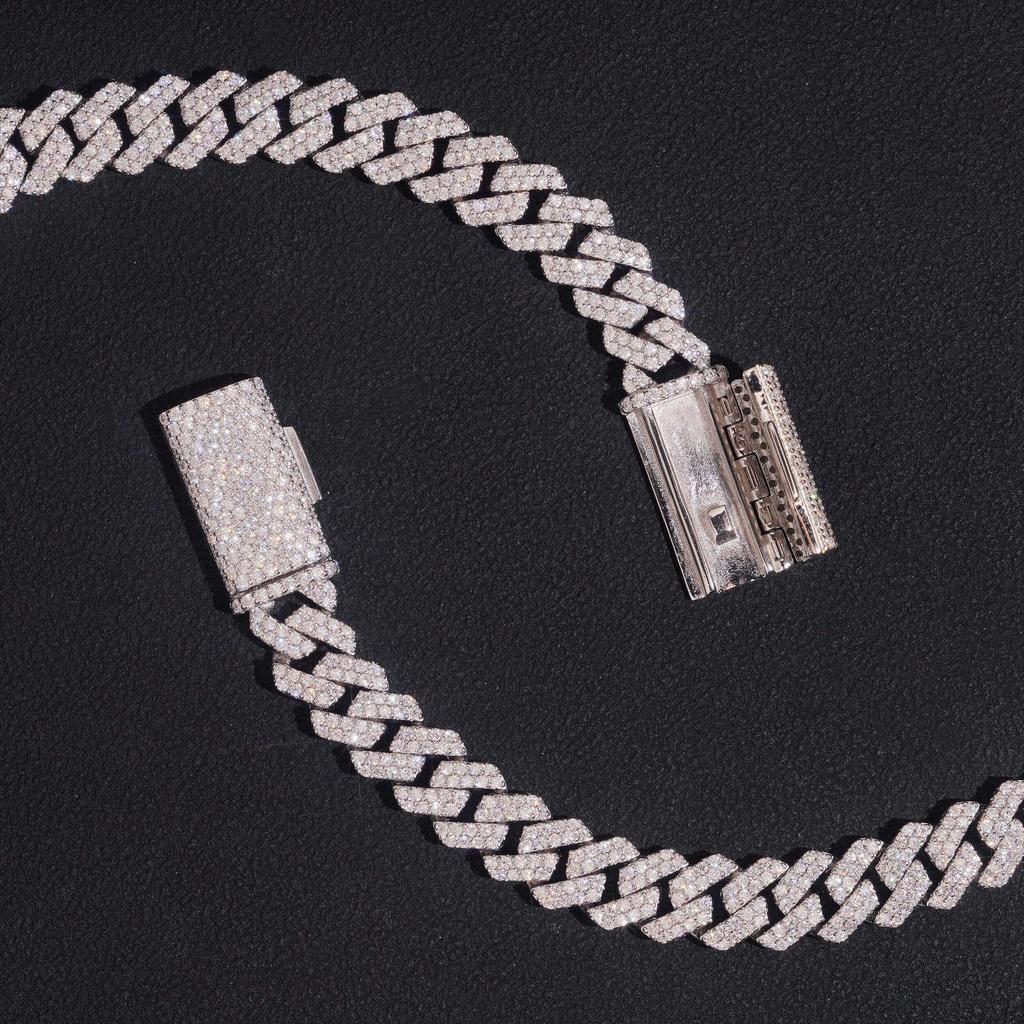 8mm S925 Silver Moissanite Cuban Link Necklace & Bracelet