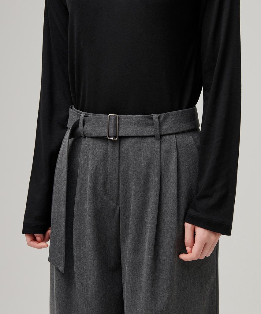 MUSINSA STANDARD WOMAN Women'S Real Wide Belted Slacks [Medium Gray]