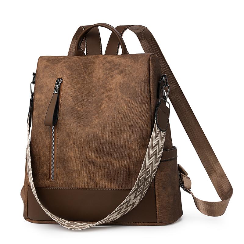 Plecak Damski Plecak o Dużej Pojemności z Miękkiej Skóry