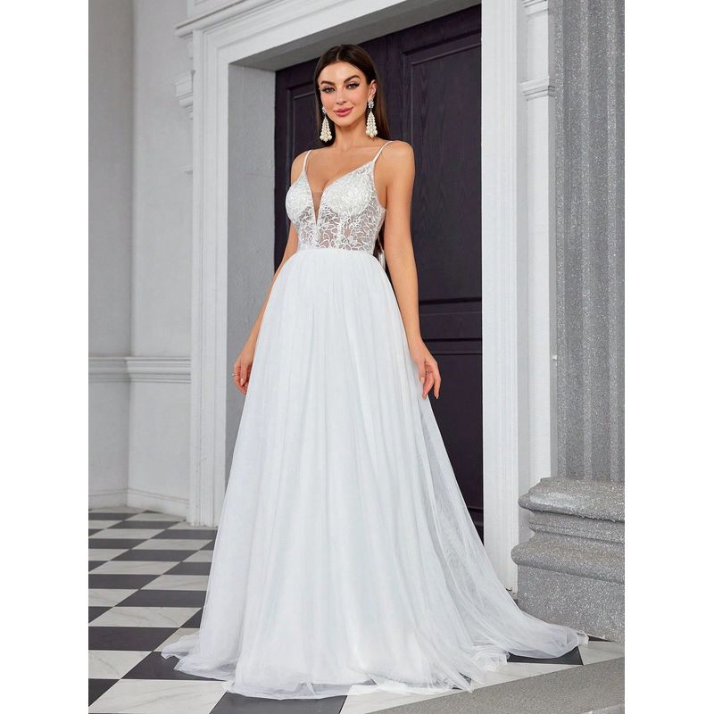 Платье нового стиля, Белое свадебное платье без бретелек, Простое и элегантное платье для фотосессии в путешествии, Платье для выпускного, Белое платье Picture Color--Al31242 S