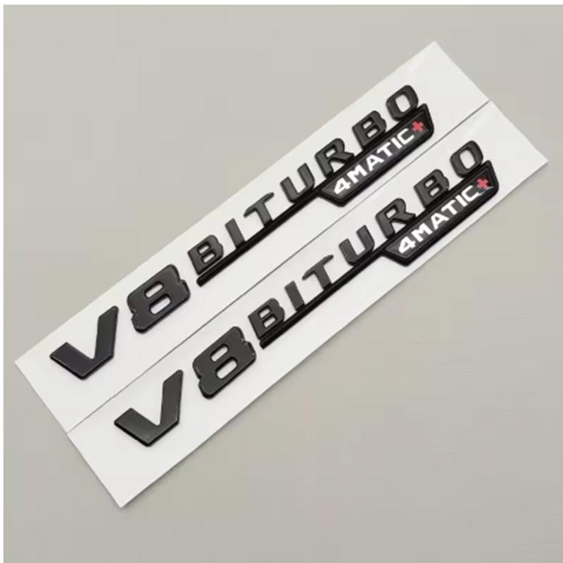 2pcs 3D ABS V8 Biturbo 4matic Car Fender Side Emblem For Mercedes Benz C63S W205 E63S W213 S63 W222 GLC63S X253 GLE63S W167 AMG