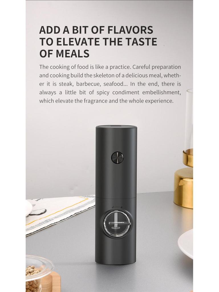 Electric Black Pepper Grinder, Stainless Steel Kitchen Tool with Reinforced Grinding Core
