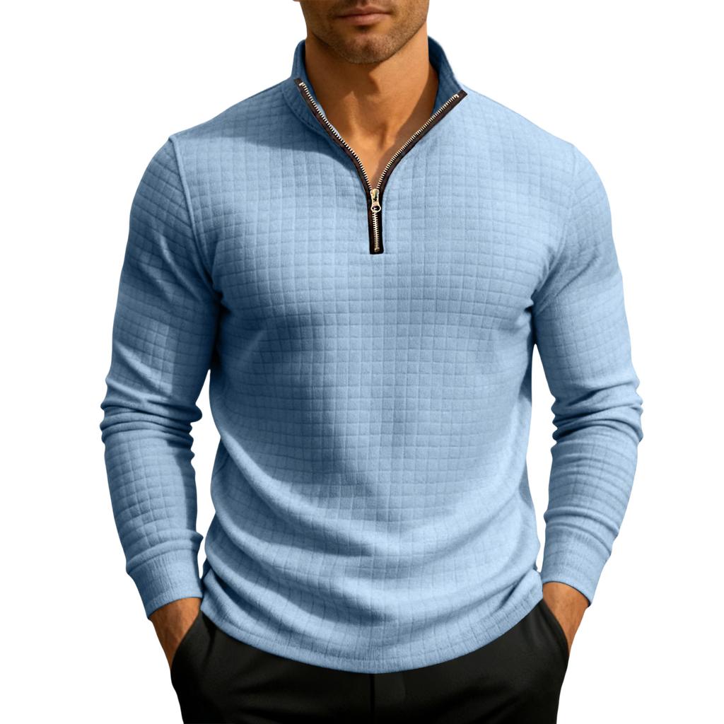 Men's Knit Quarter-Zip Stand Collar Pullover