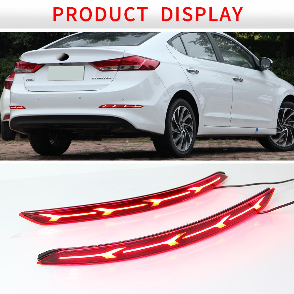 2 Pcs LED Reflector For Hyundai Elantra 2016 2017 2018 2019 2020 Rear Bumper Fog Lamp Brake Light Turn Signal Light