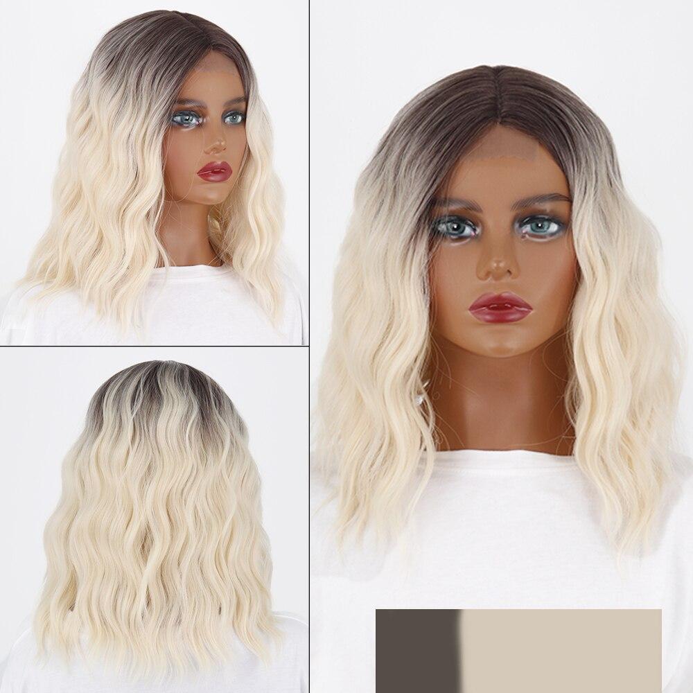 MERISIHAIR Synthetic Shoulder Length Wig Short Water Wave Wigs For Women Ombre Brown Pink Black  Gray  Daily Use