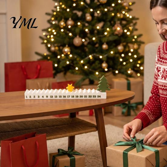 Creative Festive Countdown 3D Printed Star Christmas Calendar, 24-Day Moving Advent Seasonal Calendar Decoration for Kids Room Desk, Holiday