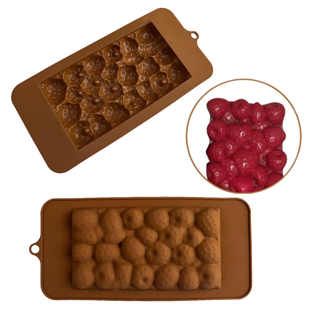 Shenhong Raspberry & Strawberry Chocolate Bar Silicone Mold for Christmas Mousse Cake Decoration