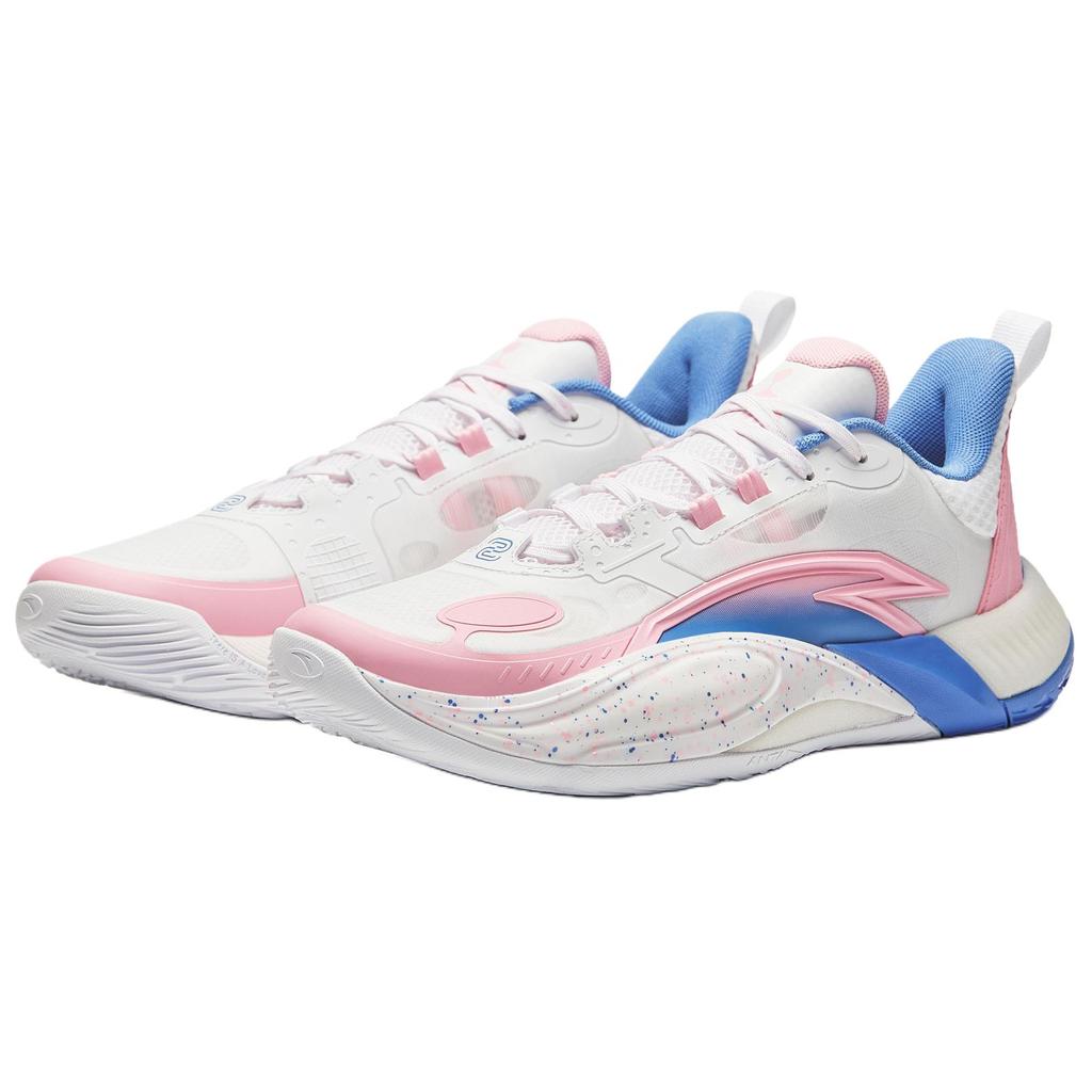 Anta Bubble Bounce 2 Bubble Gum Shock Absorbing Durable Low Top Basketball Shoes Men sneaker White Pink Blue 912421608Q-3