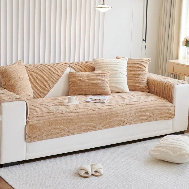 Thicken Plush Sofa Towel Winter Warm L Shape Sofa Cover Universal Anti Cat Scratch Sofa Blanket for Living Room Home Decor