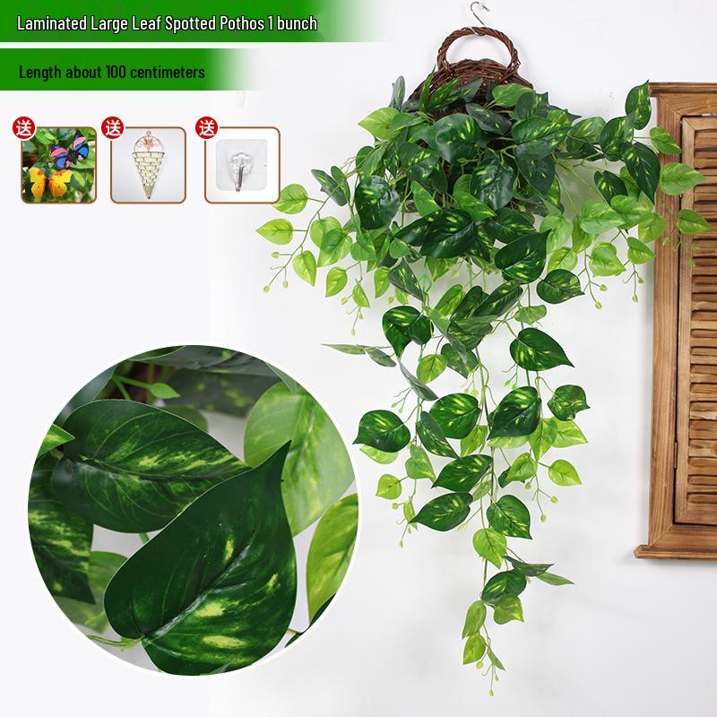 Artificial Pothos & Spider Plant Rattan Vine Wall Hanging for Indoor/Outdoor Decor