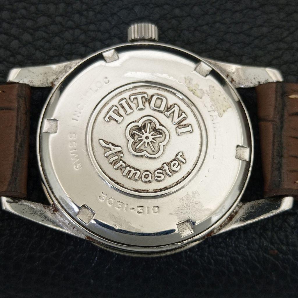 TITONI AIRMASTER TITOFLEX VINTAGE HAND-WINDING SWISS MENS BEIGE WATCH a705144-1