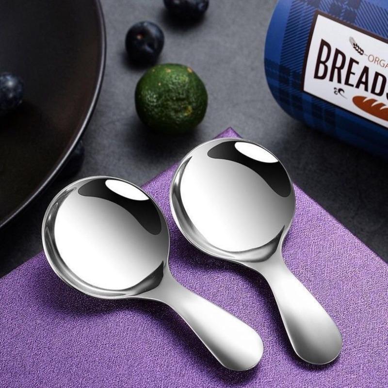 Short Handle Dessert Spoon Stainless Steel Creative Coffee Spoon Multipurpose Mini Cute Ice Cream Cake Scoop Kitchen Tableware