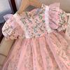 Girls Floral Princess Dress Summer Puff Sleeve Party Gown Sweet Children Clothing Elegant Toddler Girl Dresses For Wedding