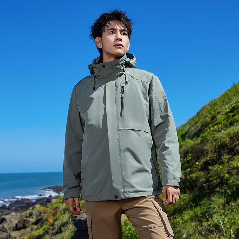 24 New Jacket Men's Three-in-one Jacket Women's Outdoor Waterproof Hiking Warm Jacket Mountaineering Suit