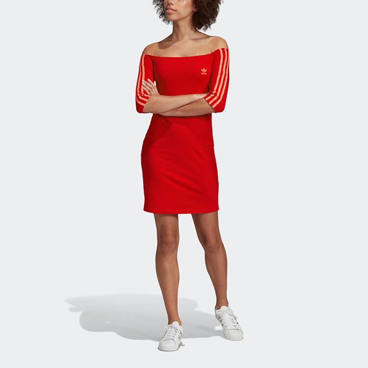 adidas Oryginalne Sukienka na ramię Sukienki damskie Czerwony ED7522