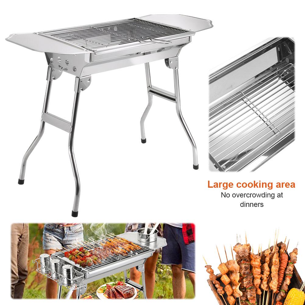 Portable Barbecue Grill Multi-Function Camping Stove Foldable Charcoal Grill with Storage Basket Charcoal BBQ Grill for Camping