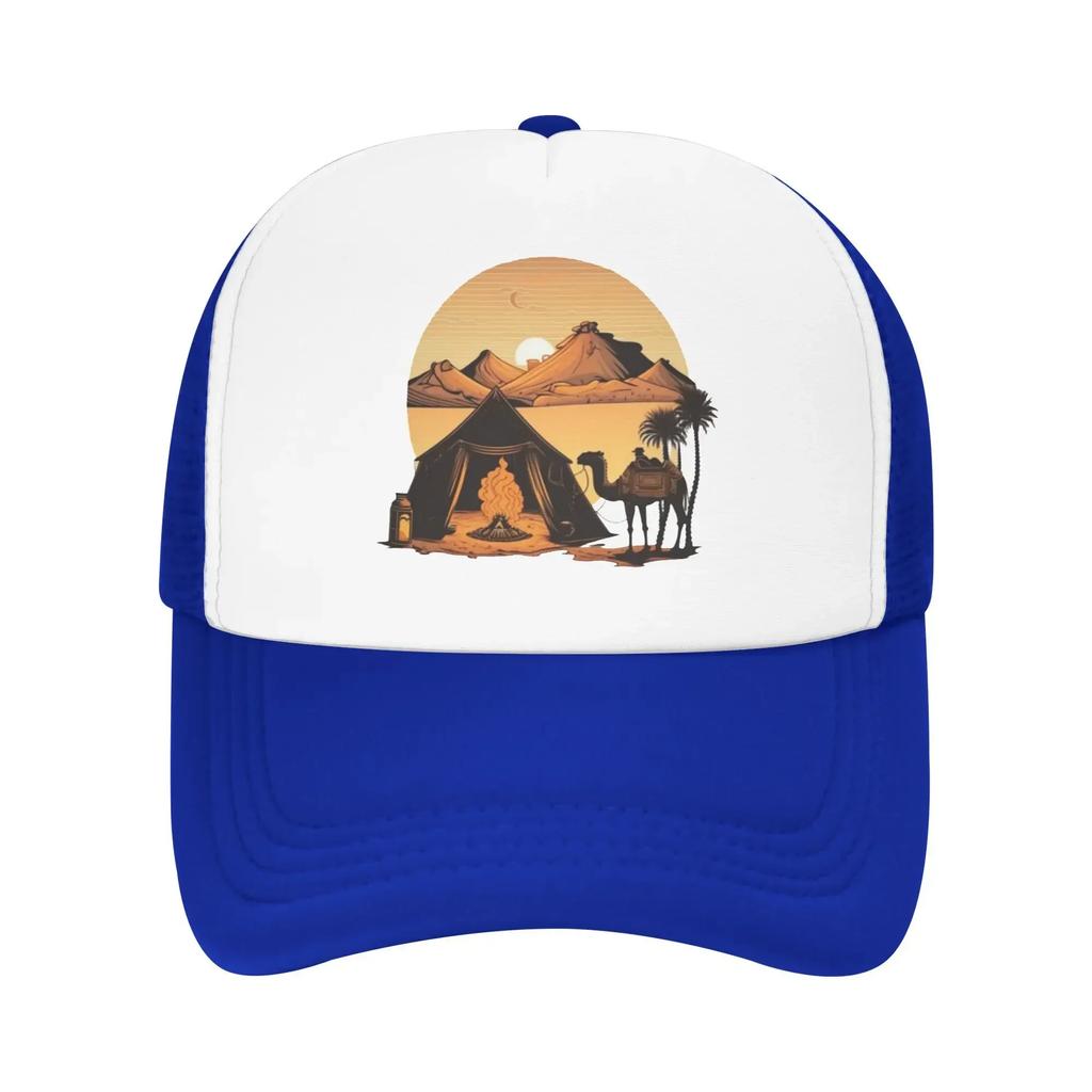 Camels Tea On The Fire Tent Sunset Camping Mesh Baseball Caps Women  Camping Male Beach Bucket Hat Peaked Cap