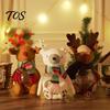Decorative Treat Holder Christmas Candy Jar, 3D Plush Reindeer Bear Clear Container Seasonal Gift Packaging with Scarf, Holiday Snack Storage Box for