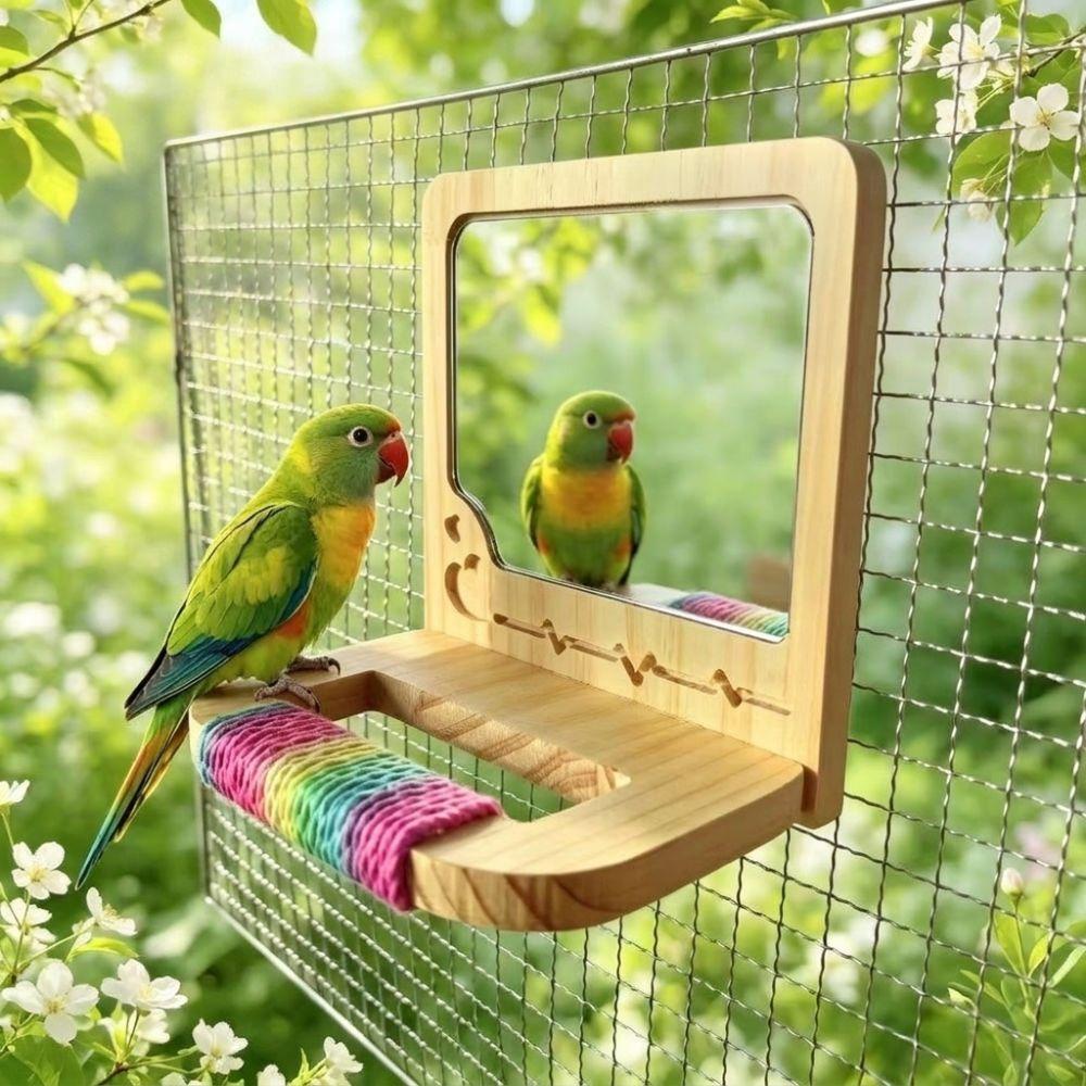 Anti-slip Wood Bird Training Stand Interactive Parrot Biting Rod Bird Cage Accessories